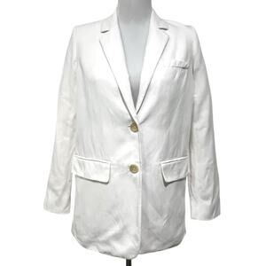 Everlane Oversized Blazer Linen Blend Ivory Off White Lined Jacket Womens Sz 00